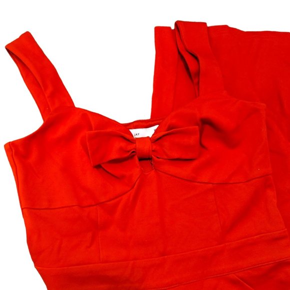 Ali & Jay Red Jumpsuit Bow Front Sleeveless Cropped Womans Size M VR614 - Picture 9 of 14